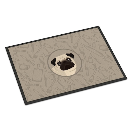 Carolines Treasures 24 x 36 in. Pug in the Kitchen Indoor or Outdoor Mat CK2204JMAT